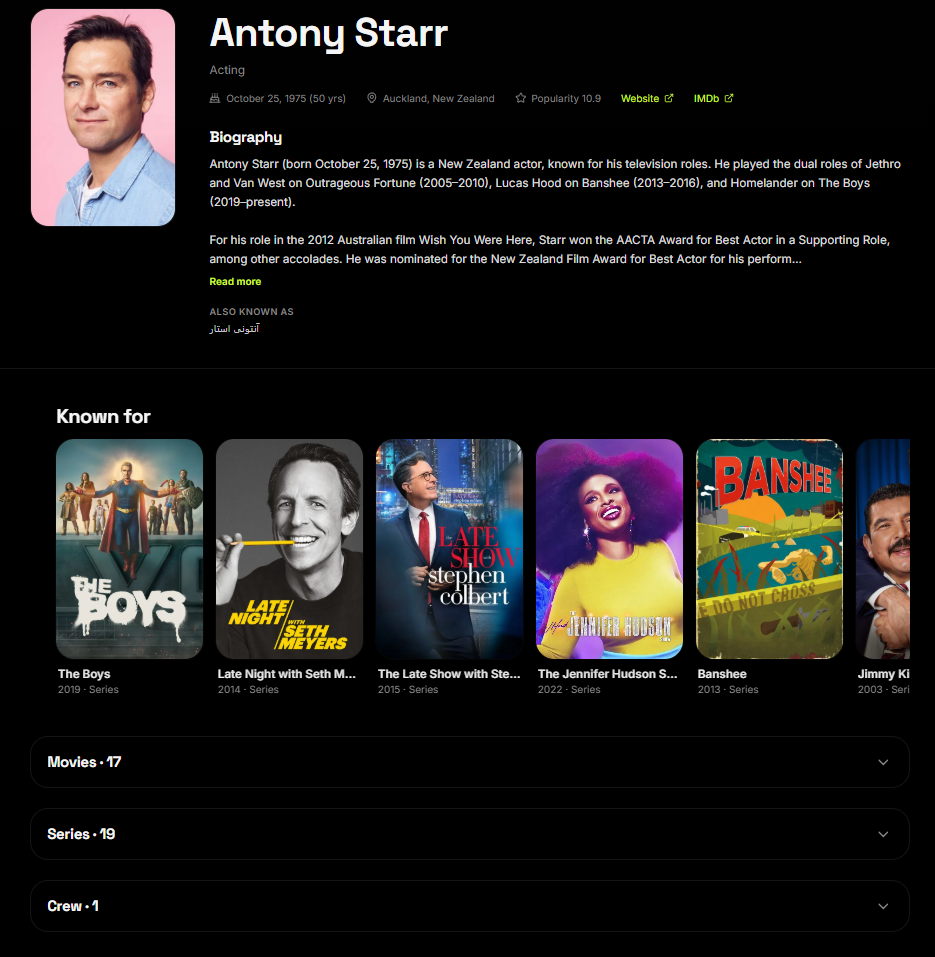 Actor detail page